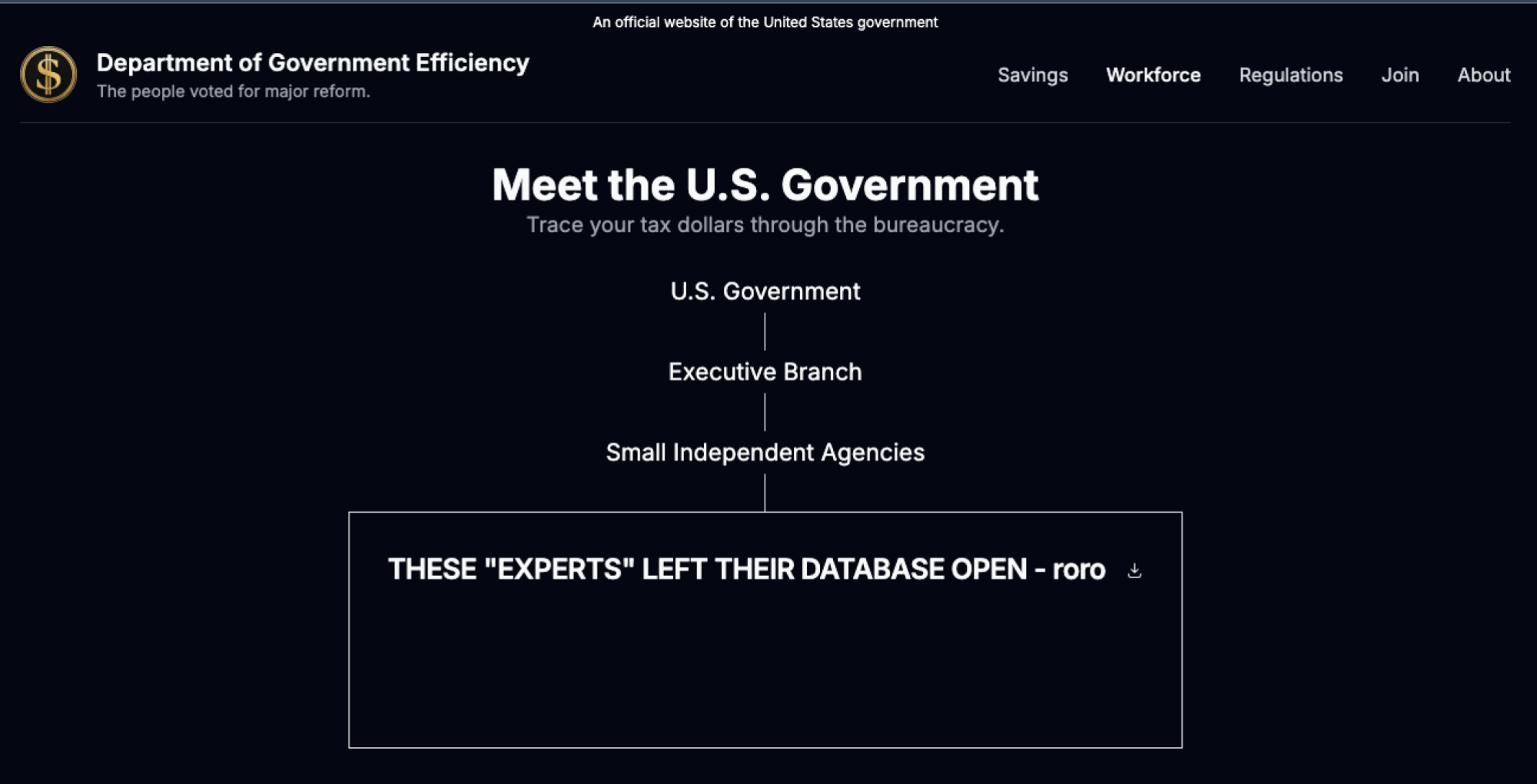 Doge.gov defaced