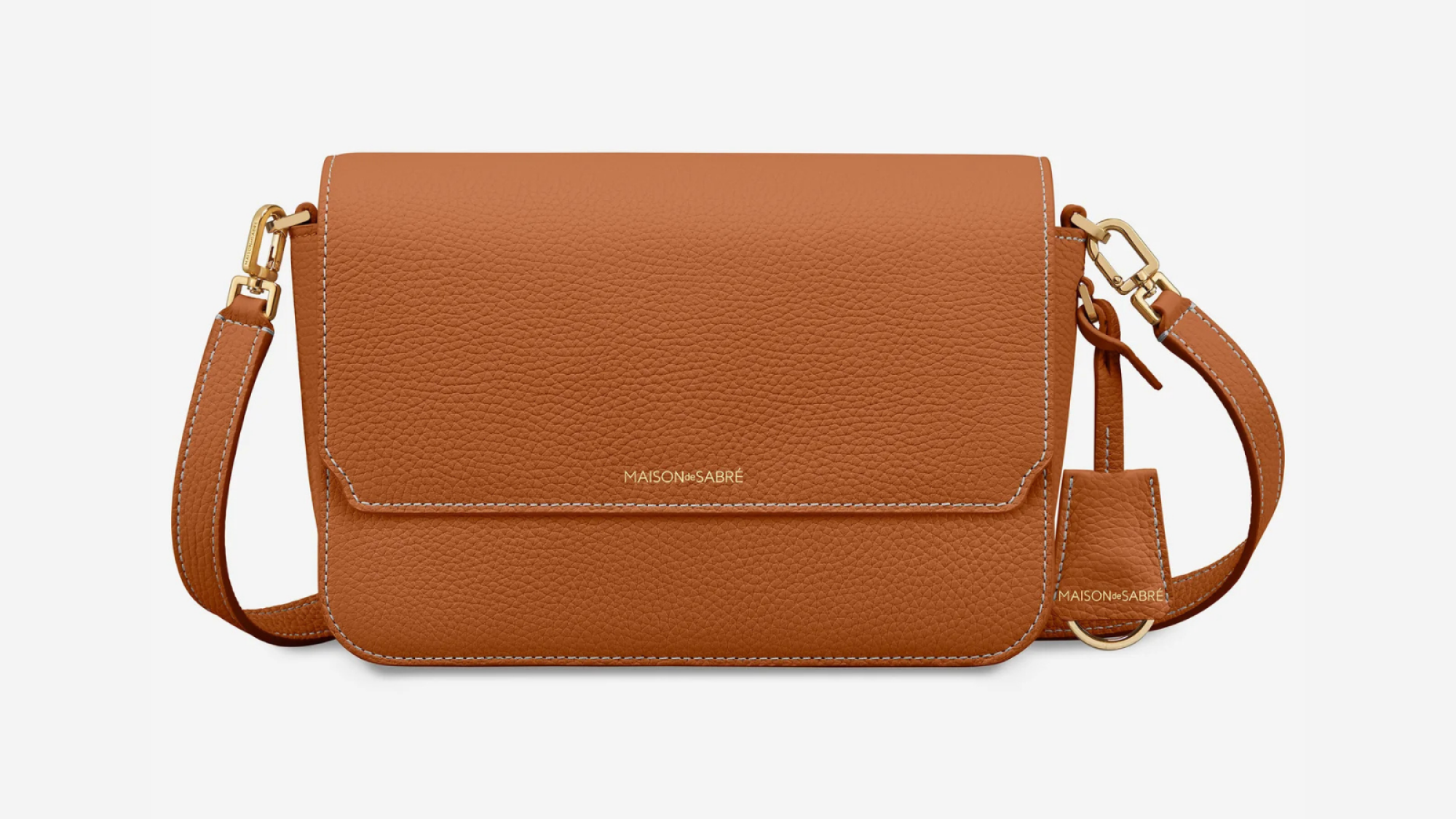 The MAISON de SABRÉ Medium Flap Bag in Pecan Brown.