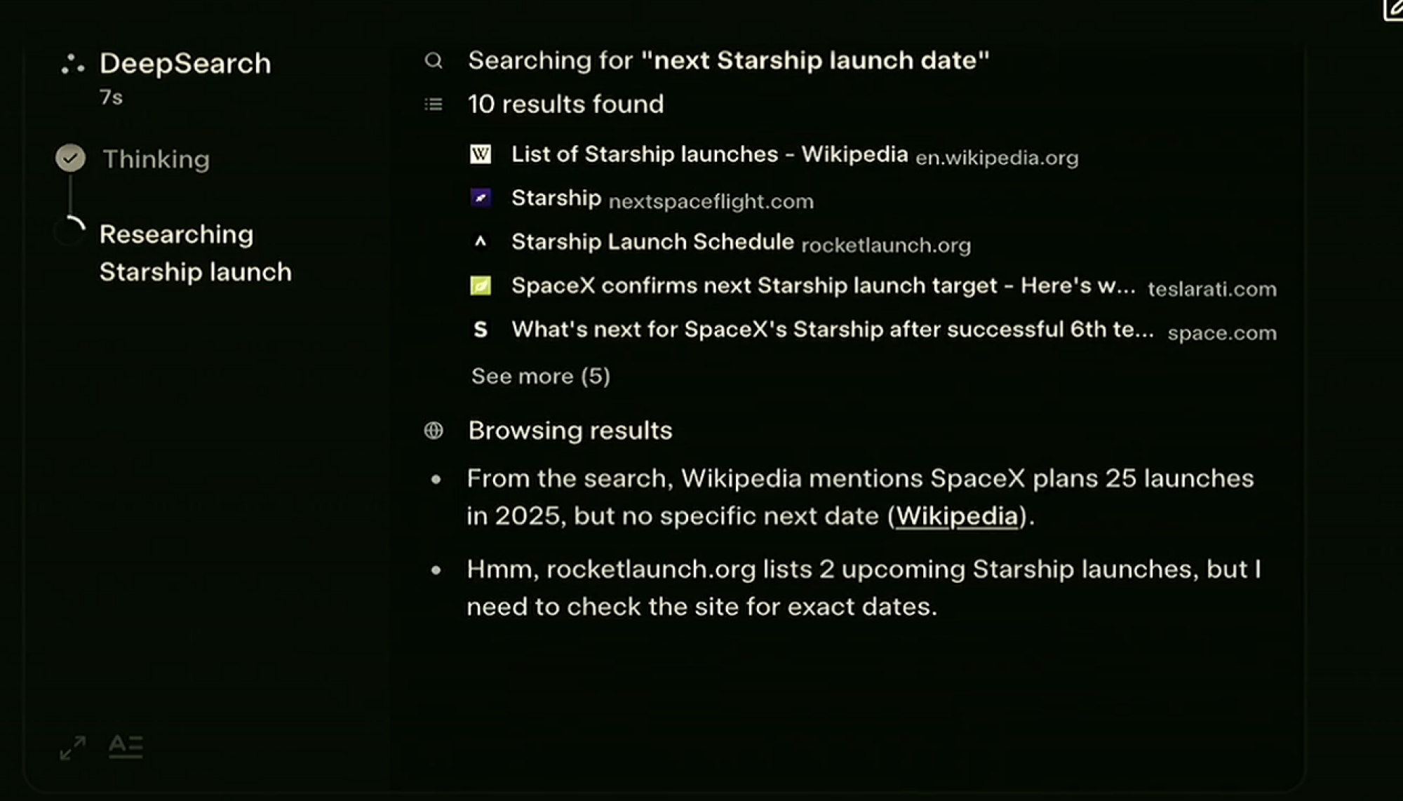 A screenshot of "Deep Search" in action.