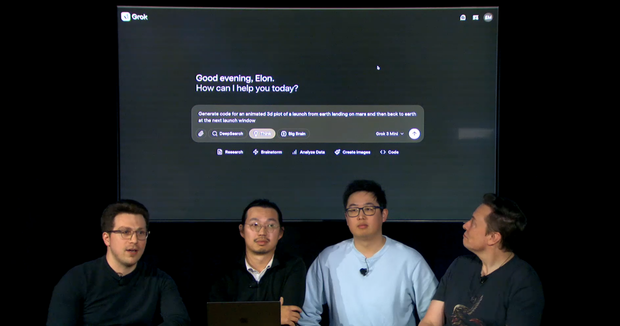 The xAI demo of Grok.