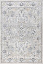 Blue, gray, and beige medallion patterned rug