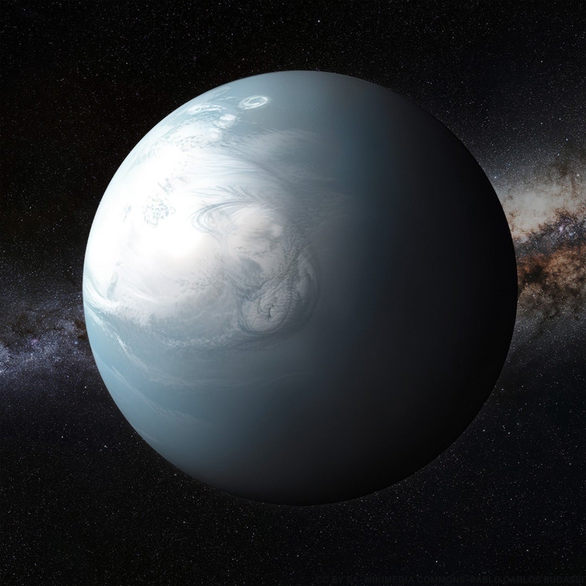 An artist's depiction of a Hycean world