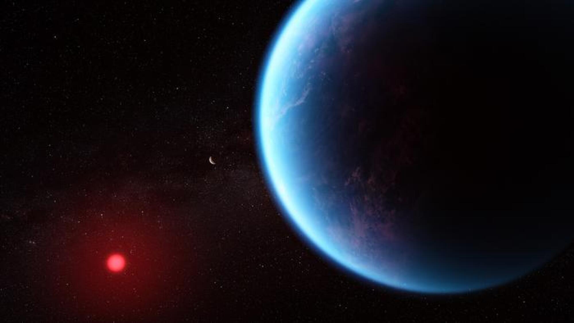 Exoplanet K2-18 b orbiting a cool dwarf star in its so-called "habitable zone."